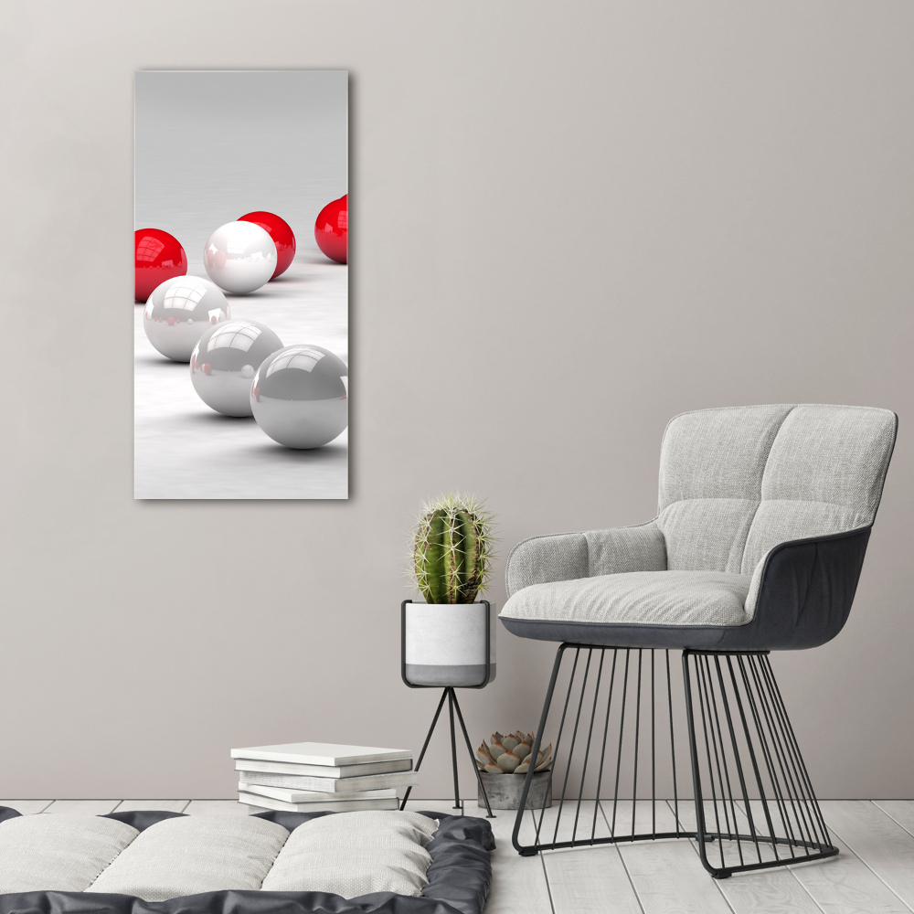 Tableau sur toile Boules rouges et blanches