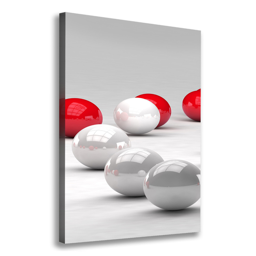 Tableau sur toile Boules rouges et blanches