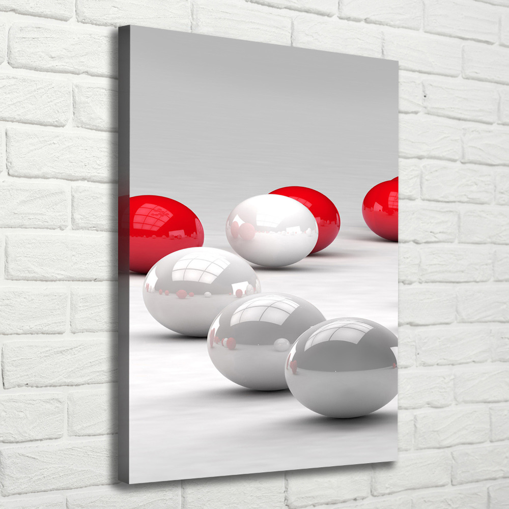 Tableau sur toile Boules rouges et blanches