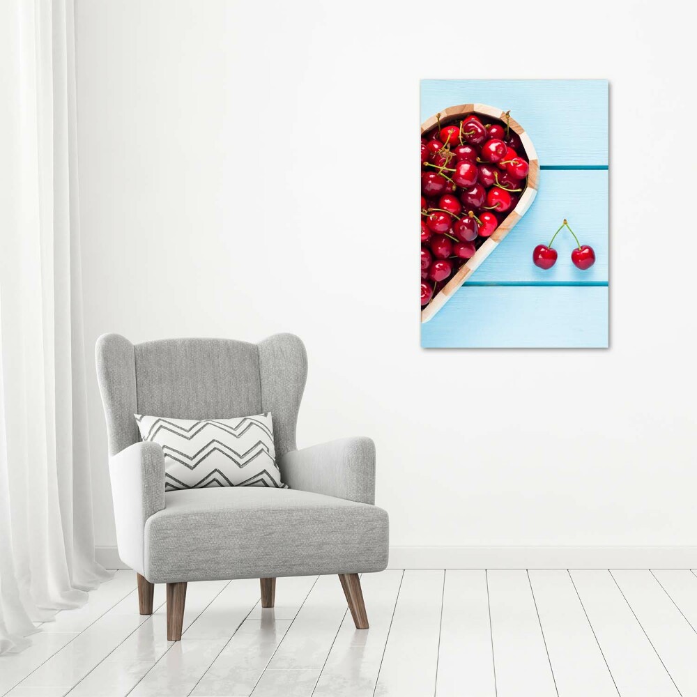 Tableau imprimé sur toile Cerises sur bois