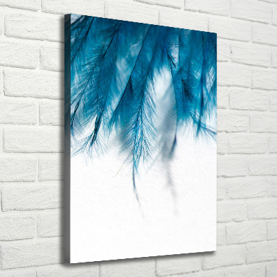 Tableau sur toile Plumes bleues