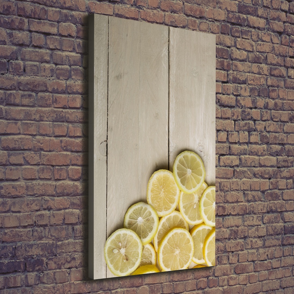 Tableau mural sur toile Citrons sur bois