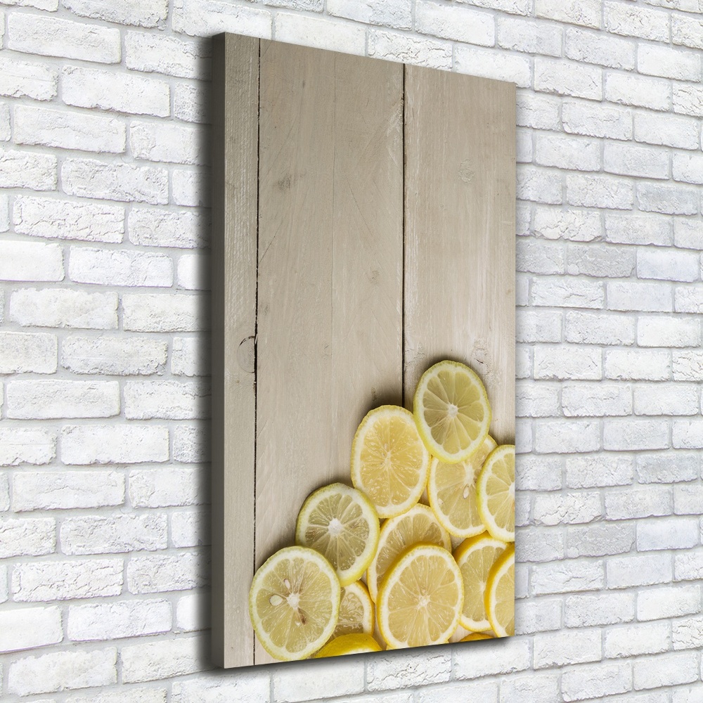 Tableau mural sur toile Citrons sur bois