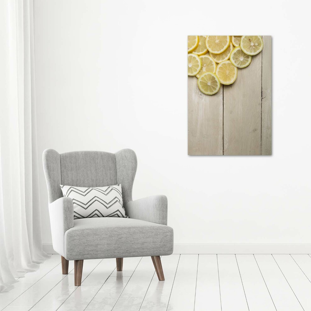 Tableau mural sur toile Citrons sur bois