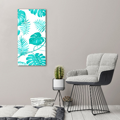 Tableau imprimé sur toile Feuilles tropicales bleu