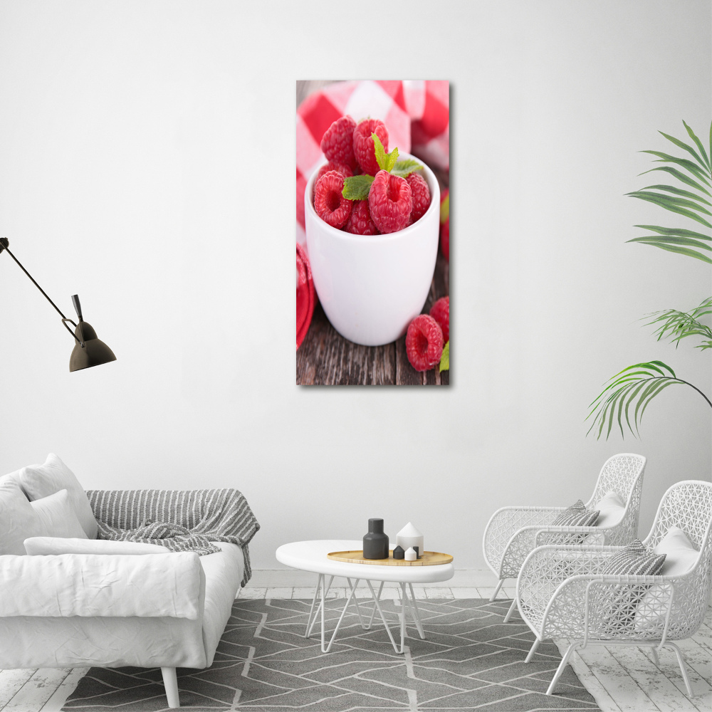 Tableau photo sur toile Framboises en coupe