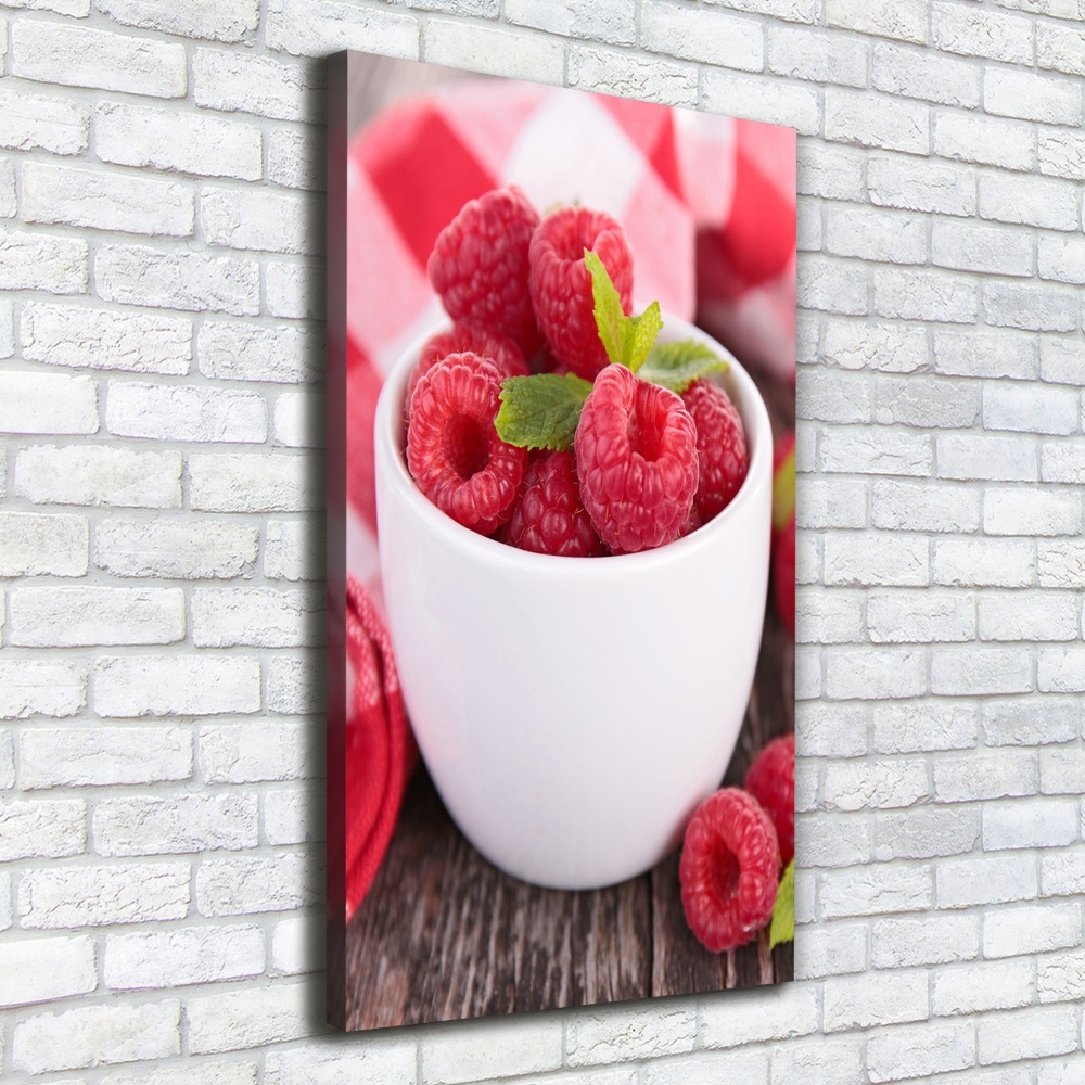 Tableau photo sur toile Framboises en coupe