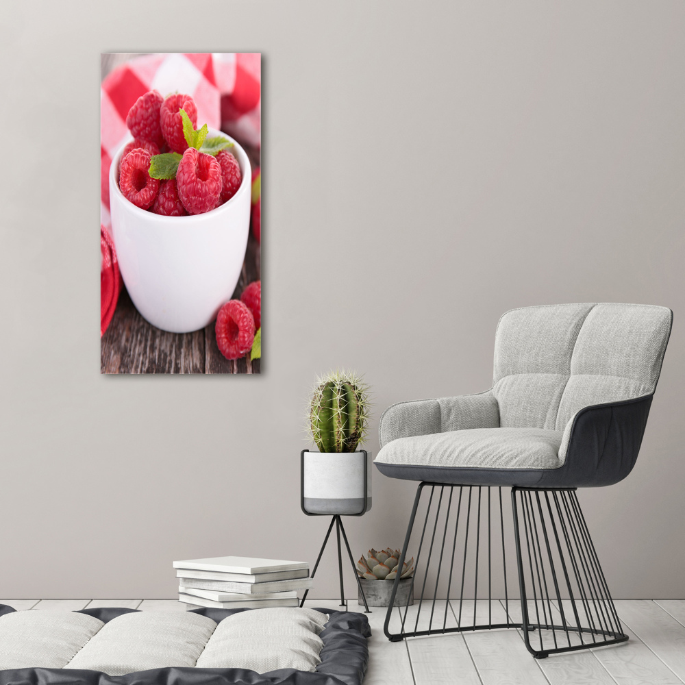 Tableau photo sur toile Framboises en coupe