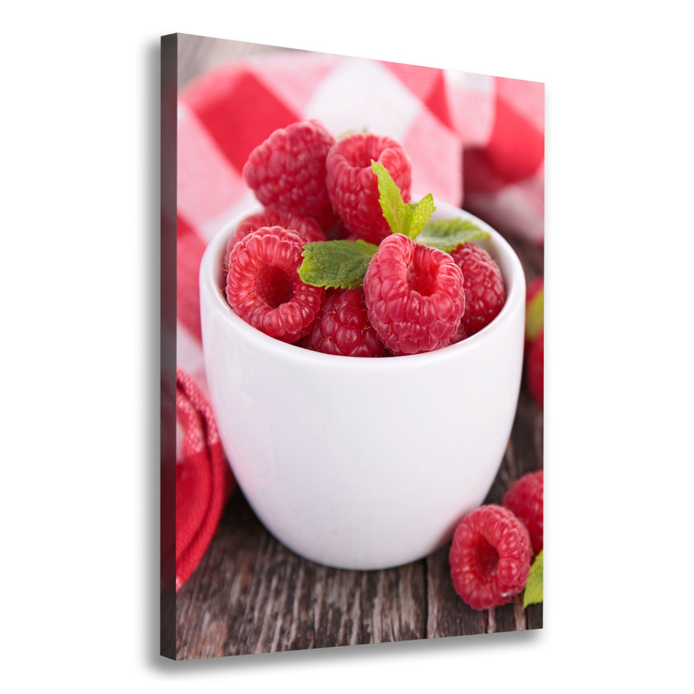 Tableau photo sur toile Framboises en coupe