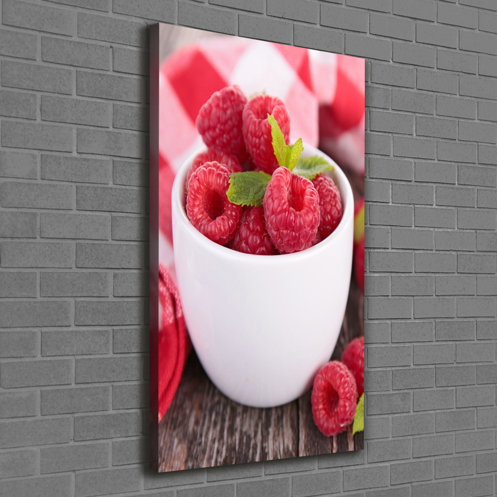 Tableau photo sur toile Framboises en coupe