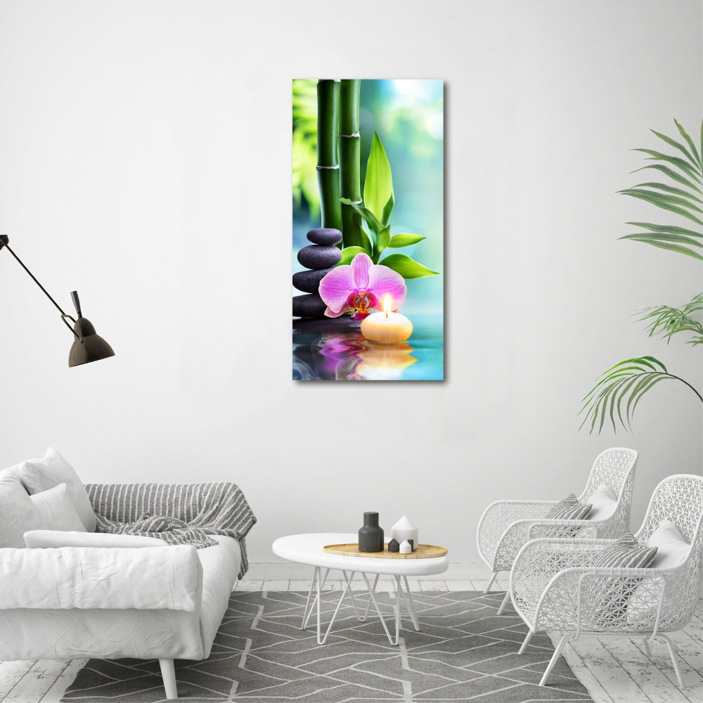 Tableau sur toile Orchidée et bambou