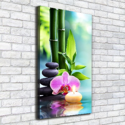 Tableau sur toile Orchidée et bambou