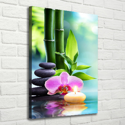 Tableau sur toile Orchidée et bambou