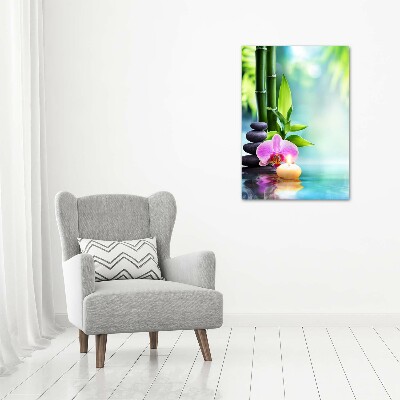 Tableau sur toile Orchidée et bambou