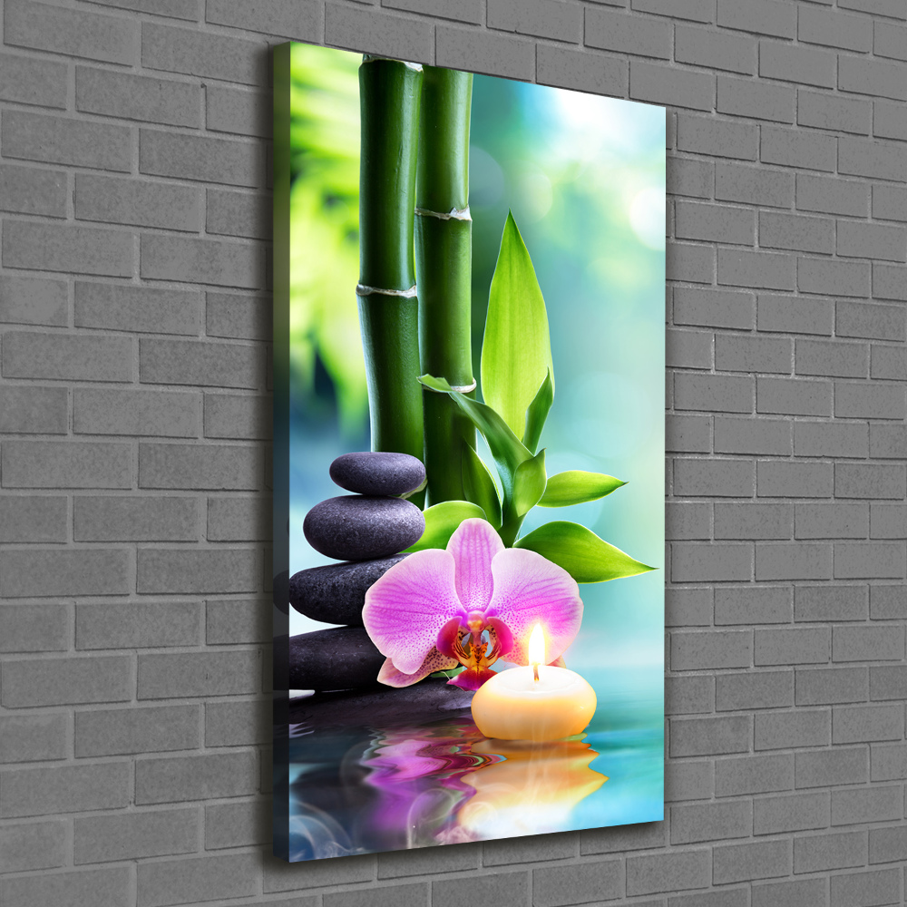 Tableau sur toile Orchidée et bambou