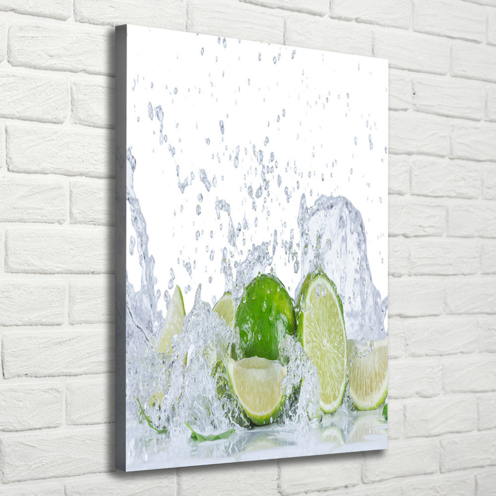 Tableau toile imprimée Citrons verts eau