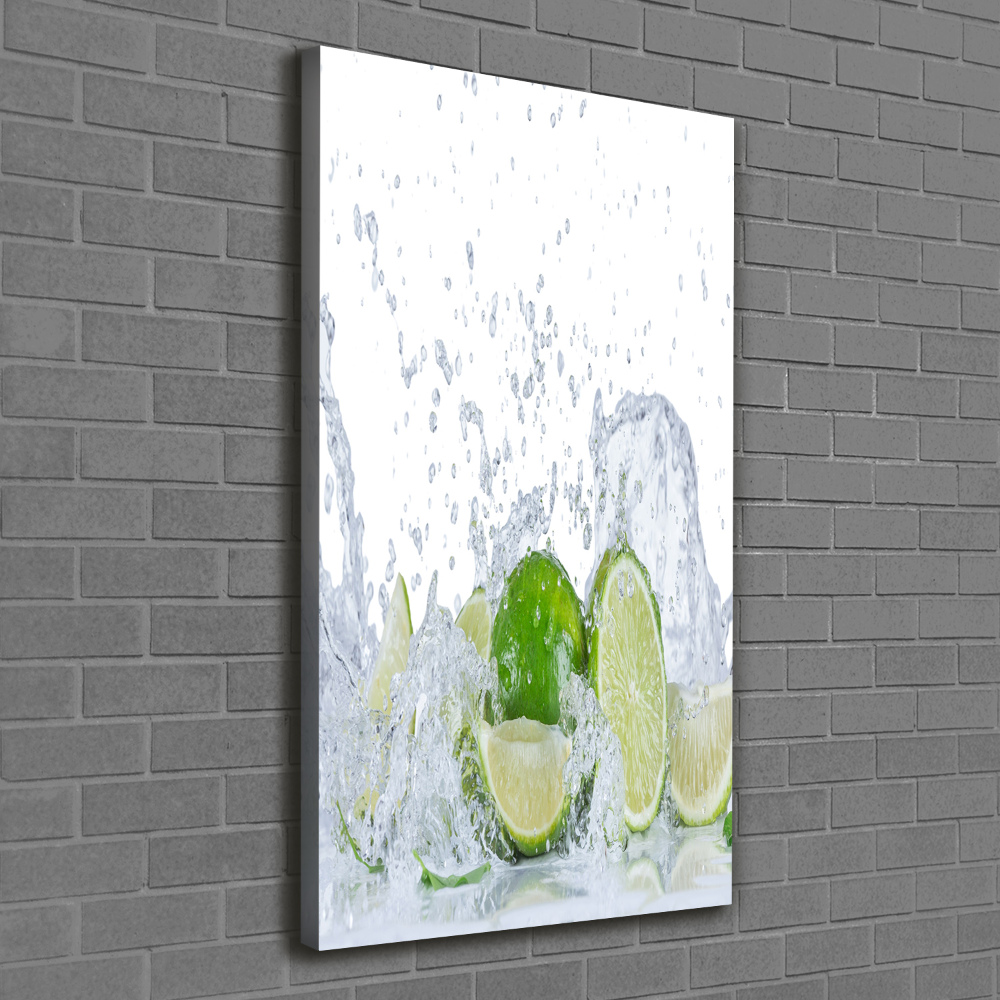 Tableau toile imprimée Citrons verts eau