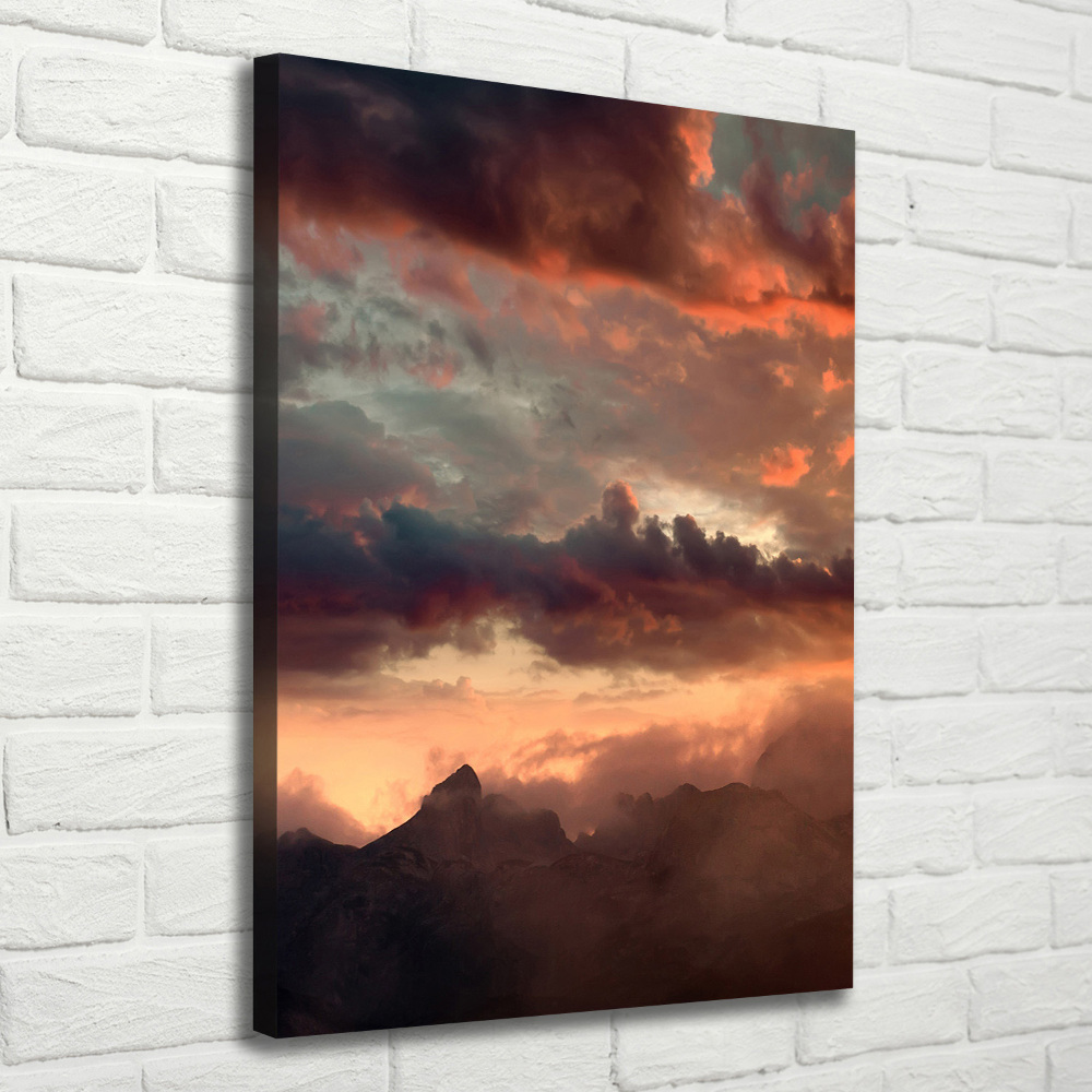 Tableau toile imprimée Coucher de soleil en montagne