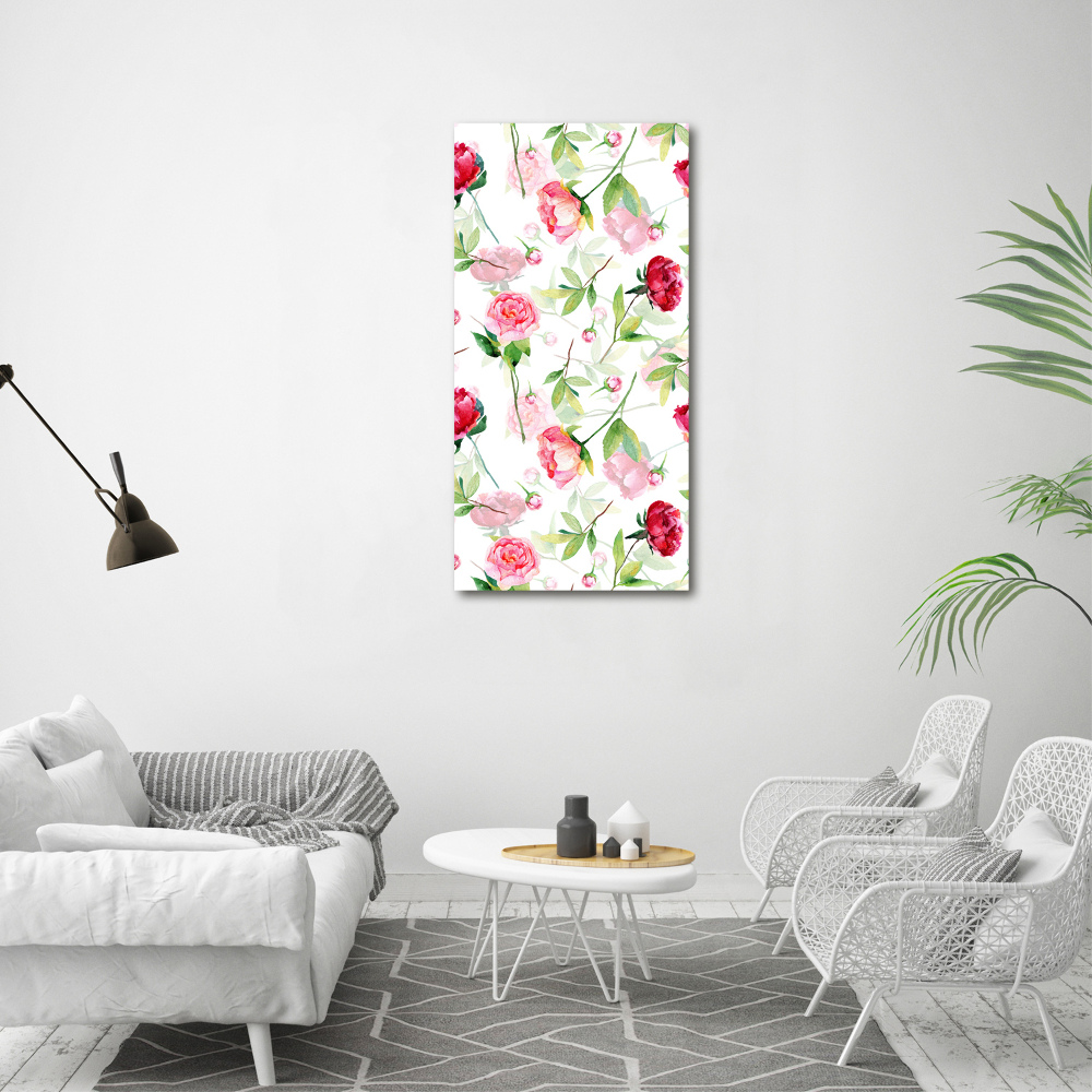 Tableau mural sur toile Roses et pivoines