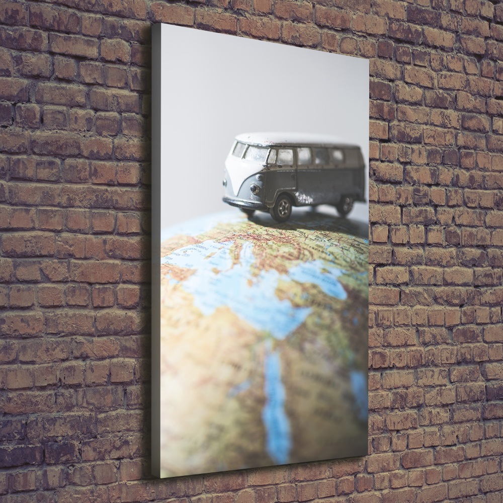 Tableau mural sur toile Fourgonnette sur un globe