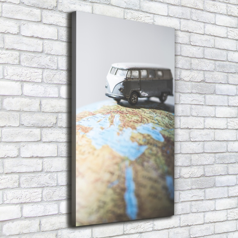 Tableau mural sur toile Fourgonnette sur un globe