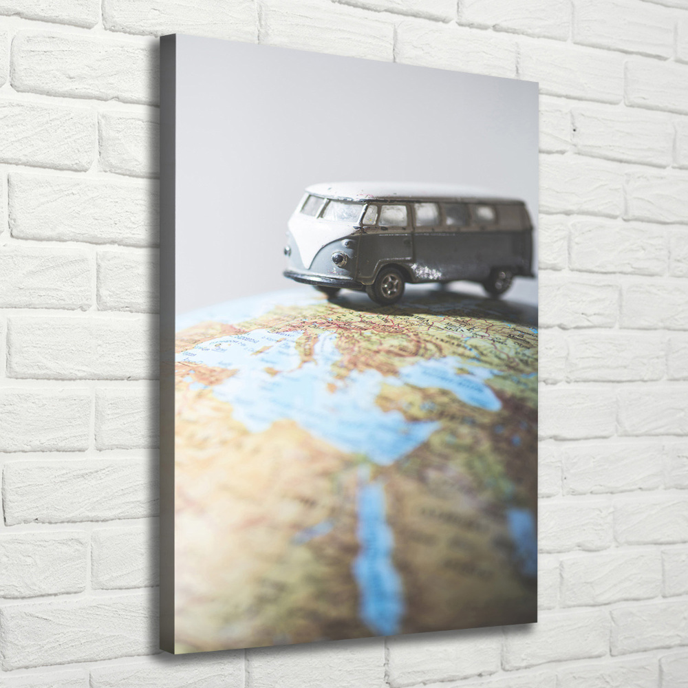 Tableau mural sur toile Fourgonnette sur un globe