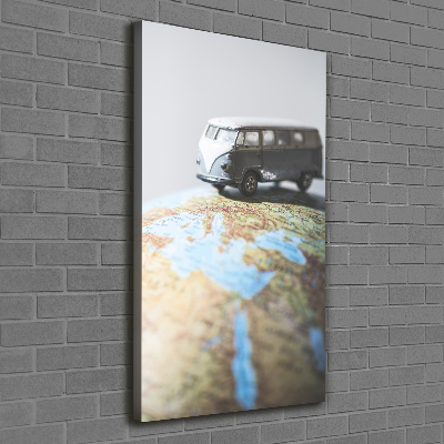 Tableau mural sur toile Fourgonnette sur un globe