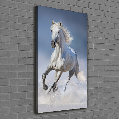 Tableau toile imprimée Cheval blanc au galop