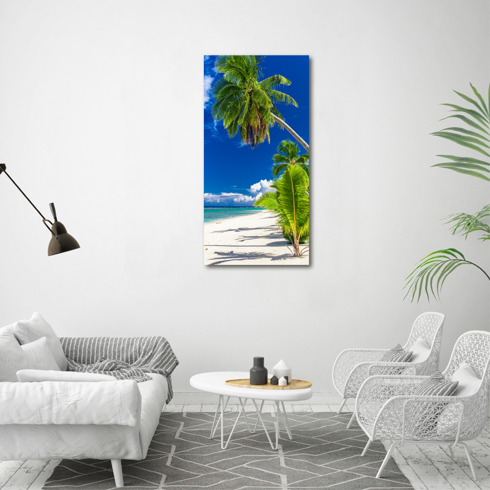 Tableau imprimé sur toile Plage exotique palmiers