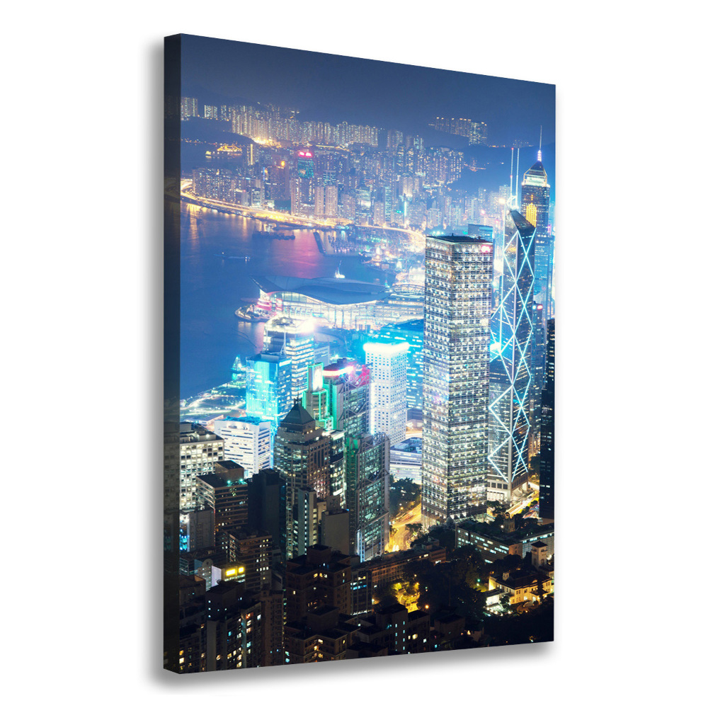 Tableau toile imprimée Hong Kong de nuit