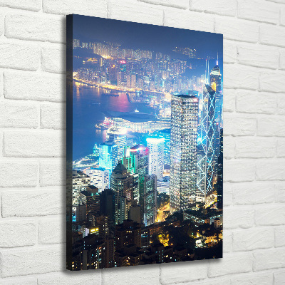 Tableau toile imprimée Hong Kong de nuit