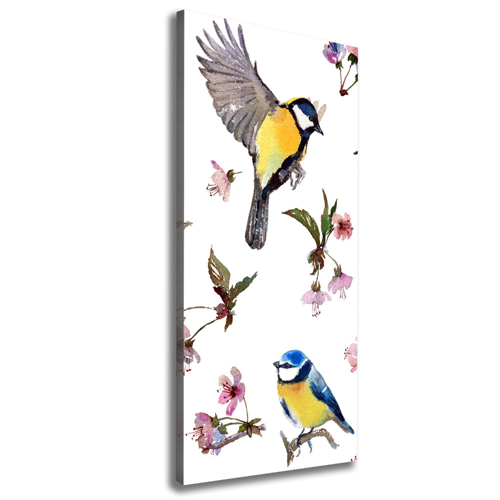 Tableau toile imprimée Oiseaux et fleurs