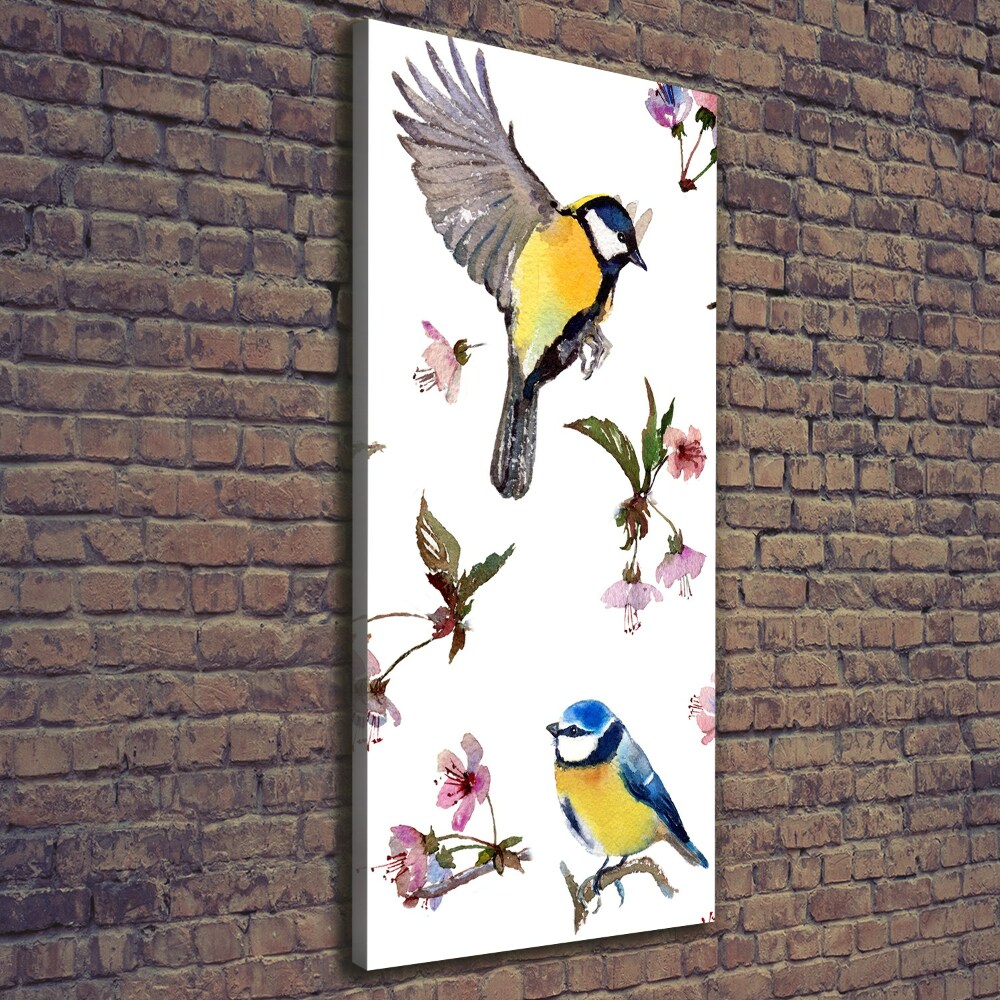 Tableau toile imprimée Oiseaux et fleurs