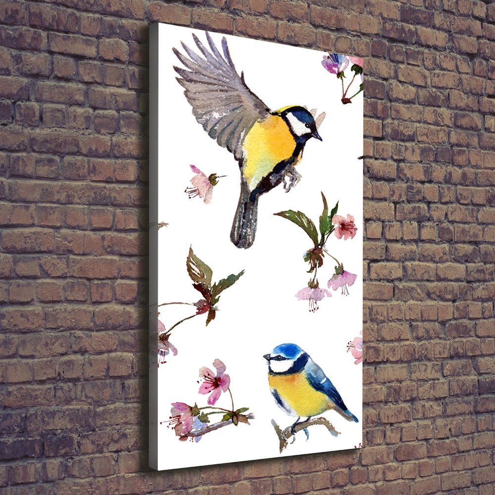 Tableau toile imprimée Oiseaux et fleurs