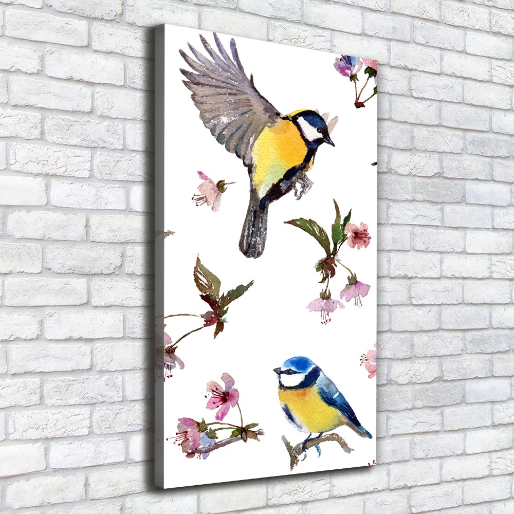 Tableau toile imprimée Oiseaux et fleurs