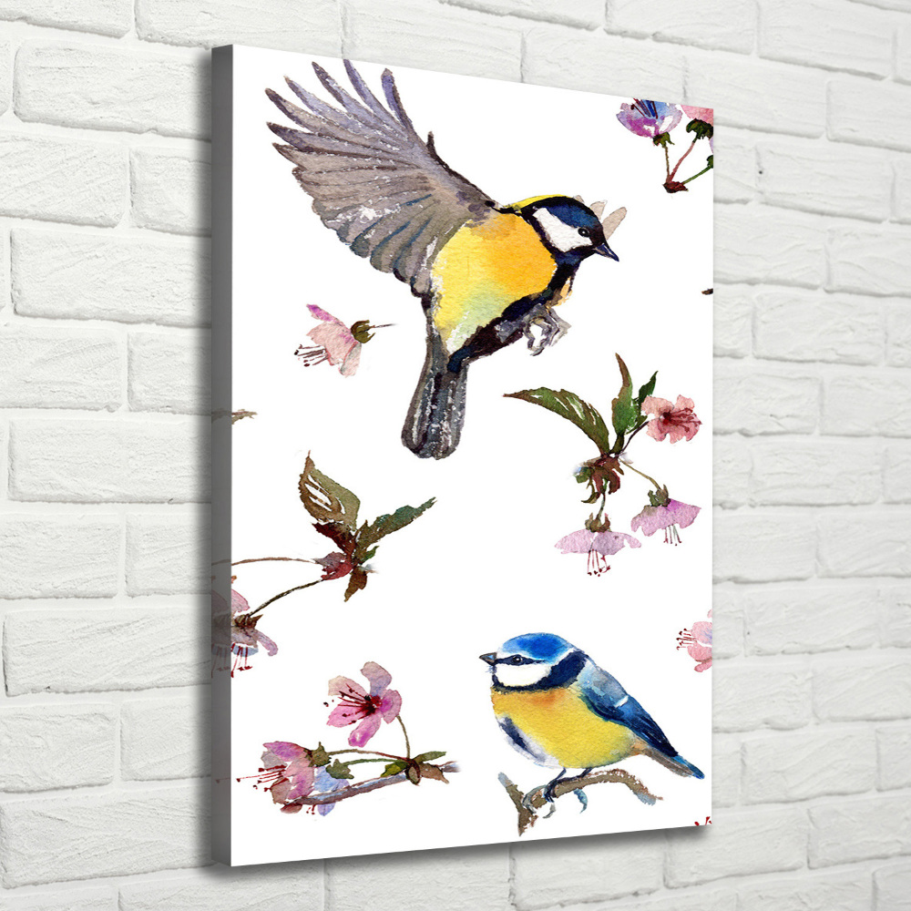 Tableau toile imprimée Oiseaux et fleurs