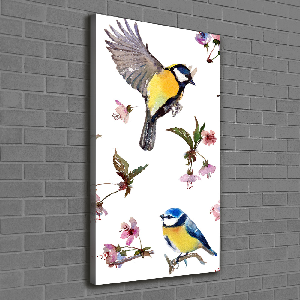 Tableau toile imprimée Oiseaux et fleurs