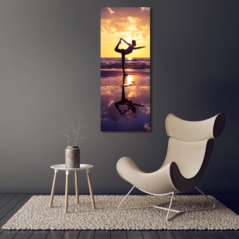 Tableau mural sur toile Yoga sur la plage