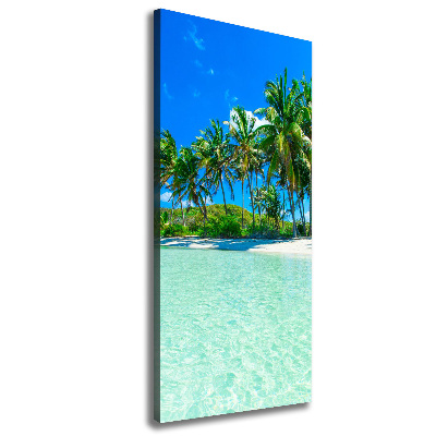 Tableau sur toile Plage exotique palmiers