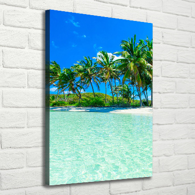 Tableau sur toile Plage exotique palmiers