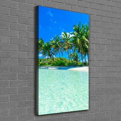 Tableau sur toile Plage exotique palmiers