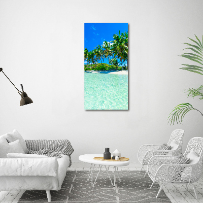 Tableau sur toile Plage exotique palmiers