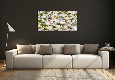 Tableau photo sur verre Oiseaux et fleurs