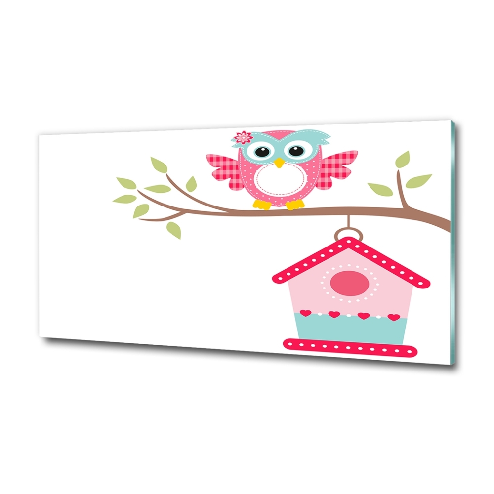 Tableau sur verre Hibou sur une branche