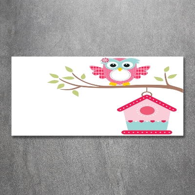 Tableau sur verre Hibou sur une branche