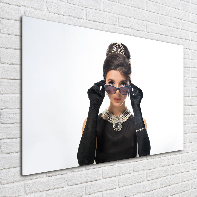 Tableau sur verre Femme avec des lunettes