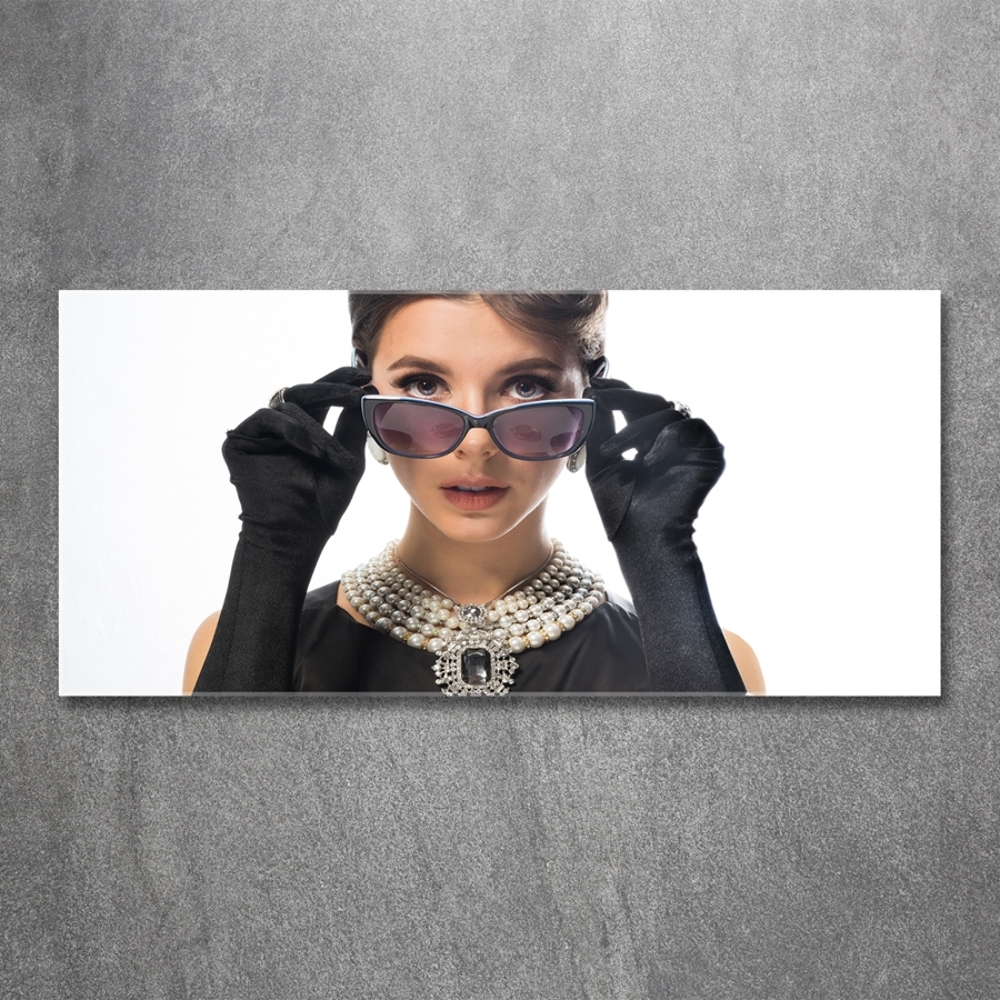 Tableau sur verre Femme avec des lunettes