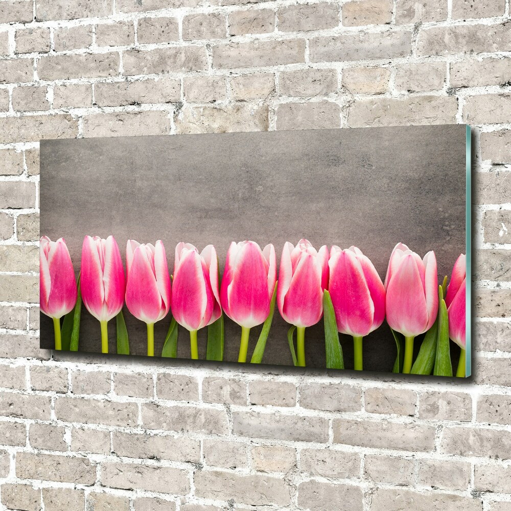 Tableau verre imprimé Tulipes roses