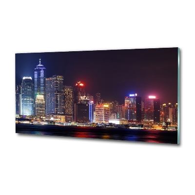 Tableau verre imprimé Hong Kong de nuit