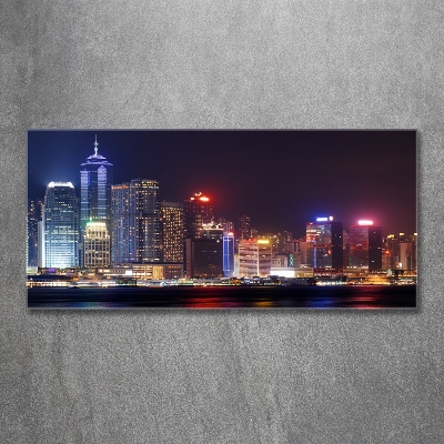 Tableau verre imprimé Hong Kong de nuit